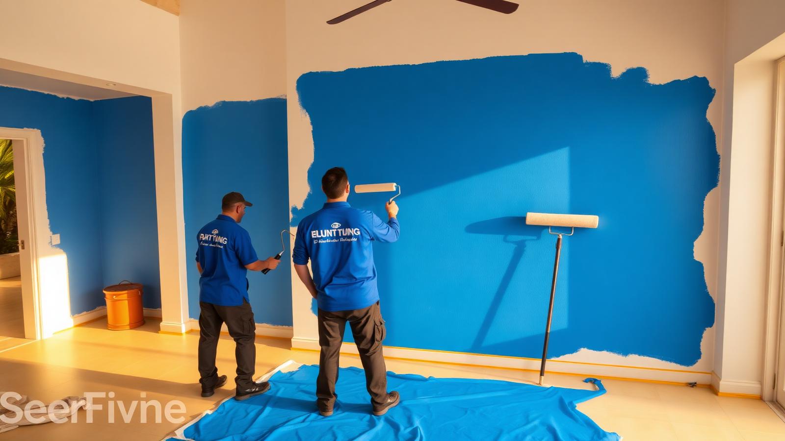 Cobalt feature wall — modern villa