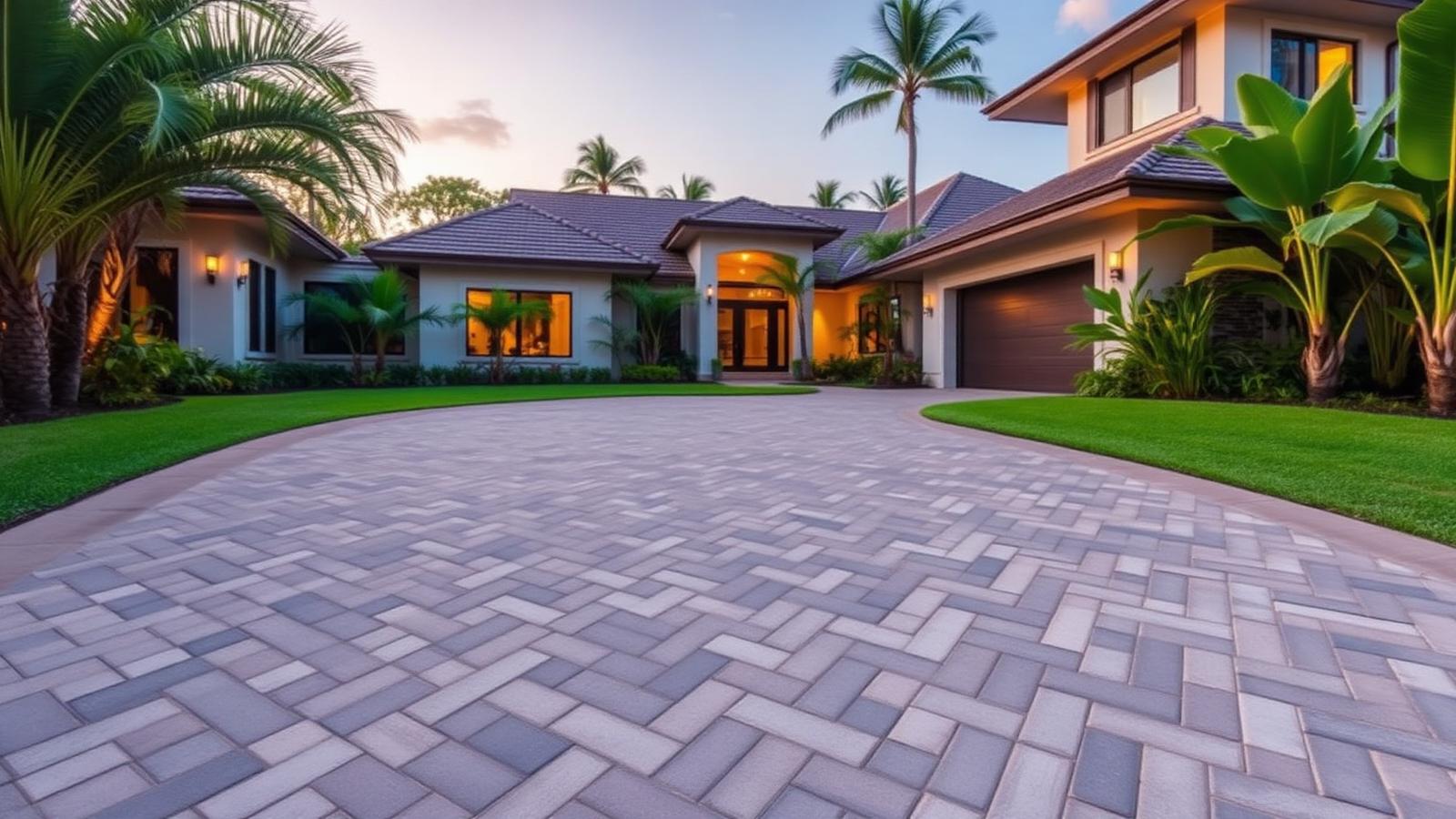 Driveway pavers — herringbone lay